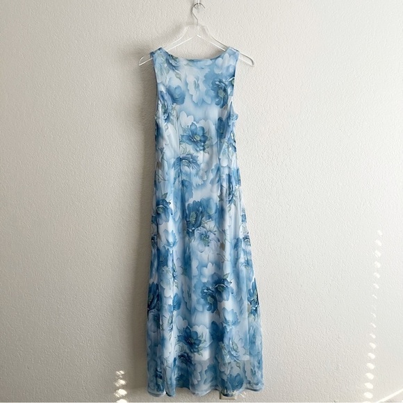 Y2K Blue Floral Maxi Size 12 Sleeveless - Picture 6 of 11